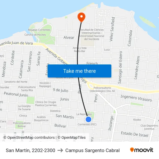San Martín, 2202-2300 to Campus Sargento Cabral map