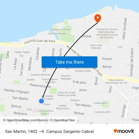 San Martín, 1402 to Campus Sargento Cabral map
