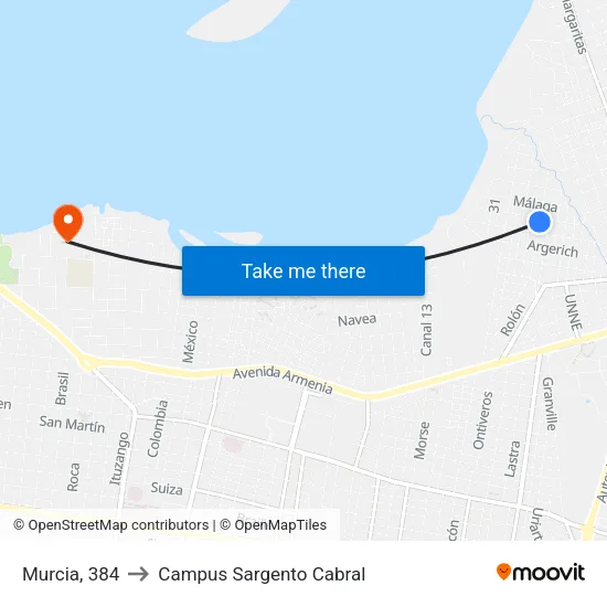 Murcia, 384 to Campus Sargento Cabral map