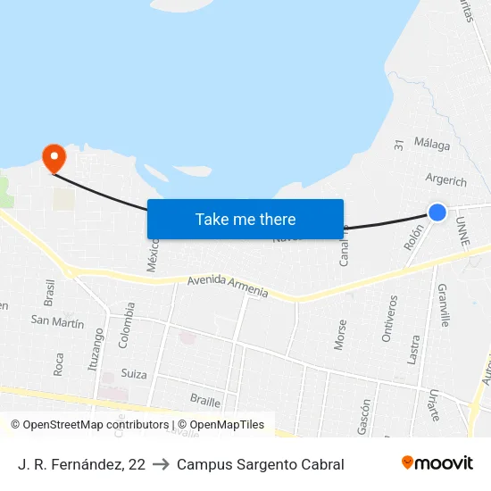 J. R. Fernández, 22 to Campus Sargento Cabral map
