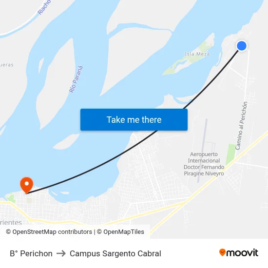 B° Perichon to Campus Sargento Cabral map