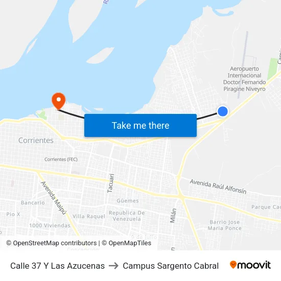 Calle 37 Y Las Azucenas to Campus Sargento Cabral map