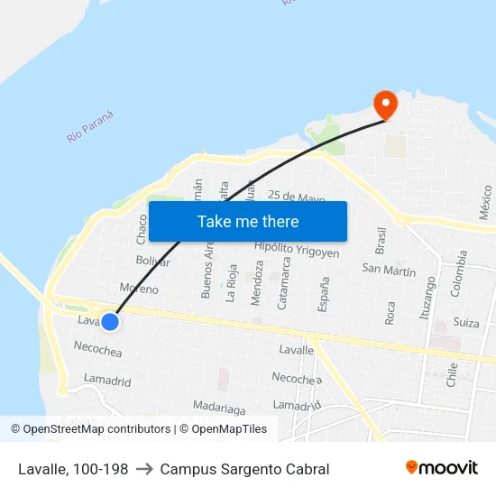 Lavalle, 100-198 to Campus Sargento Cabral map