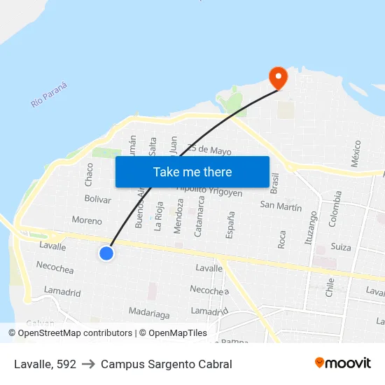 Lavalle, 592 to Campus Sargento Cabral map