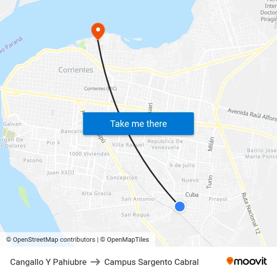 Cangallo Y Pahiubre to Campus Sargento Cabral map