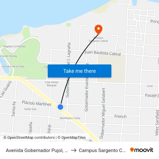 Avenida Gobernador Pujol, 1876 to Campus Sargento Cabral map