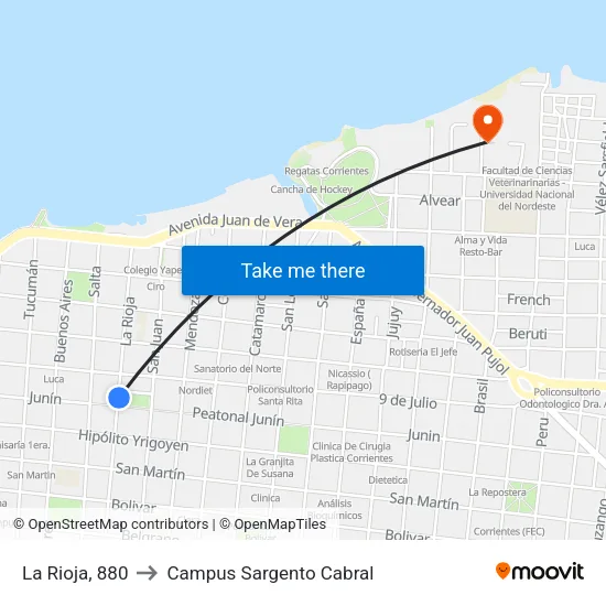 La Rioja, 880 to Campus Sargento Cabral map