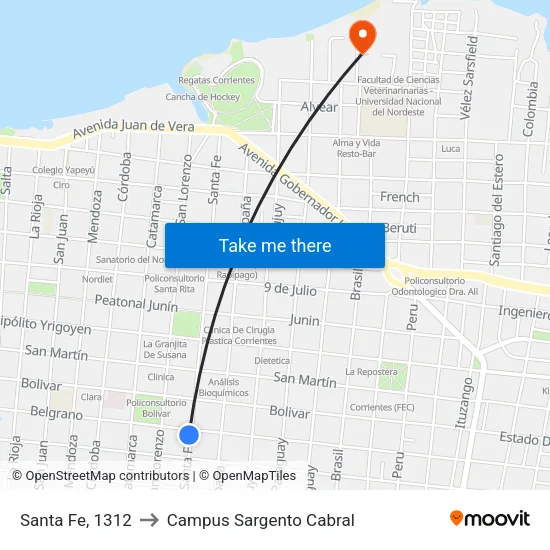 Santa Fe, 1312 to Campus Sargento Cabral map