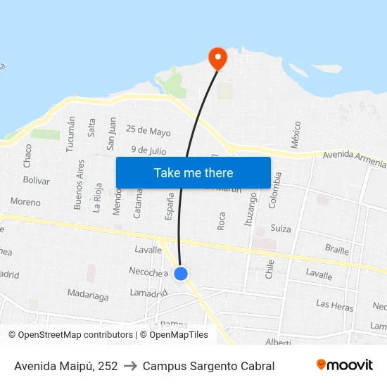 Avenida Maipú, 252 to Campus Sargento Cabral map