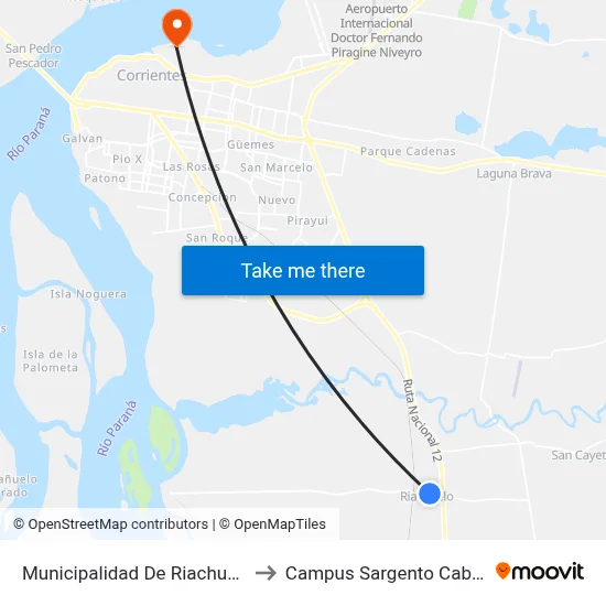 Municipalidad De Riachuelo to Campus Sargento Cabral map