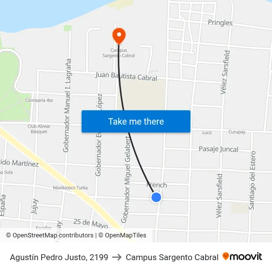 Agustín Pedro Justo, 2199 to Campus Sargento Cabral map