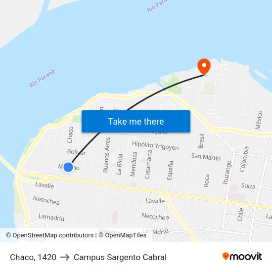 Chaco, 1420 to Campus Sargento Cabral map