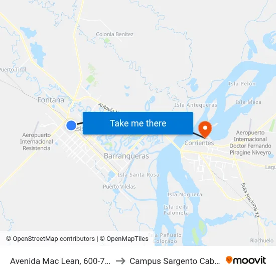 Avenida Mac Lean, 600-700 to Campus Sargento Cabral map