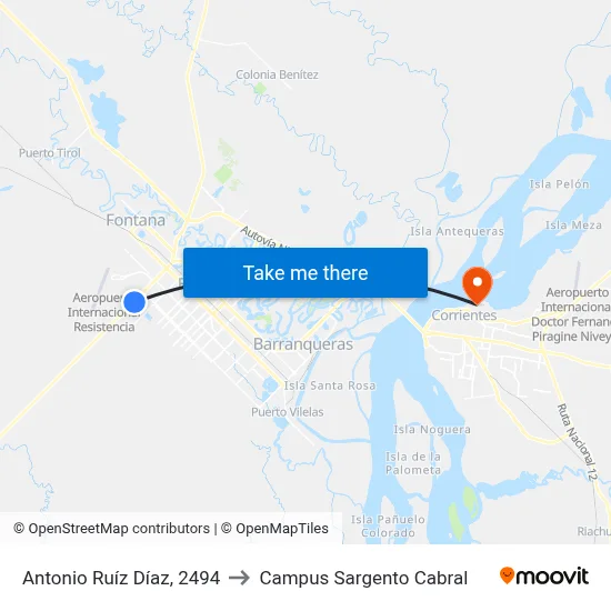 Antonio Ruíz Díaz, 2494 to Campus Sargento Cabral map