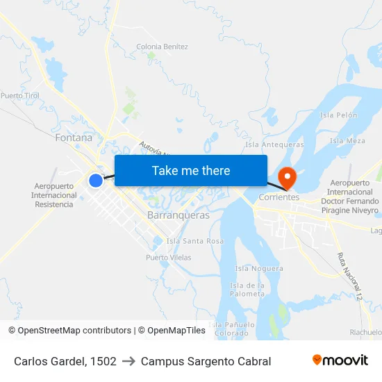 Carlos Gardel, 1502 to Campus Sargento Cabral map