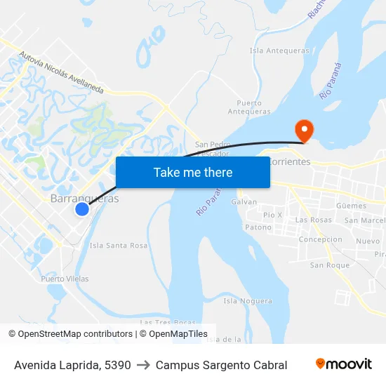 Avenida Laprida, 5390 to Campus Sargento Cabral map