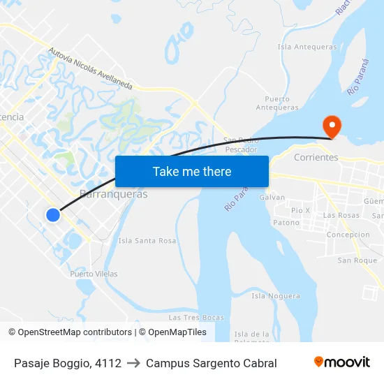 Pasaje Boggio, 4112 to Campus Sargento Cabral map