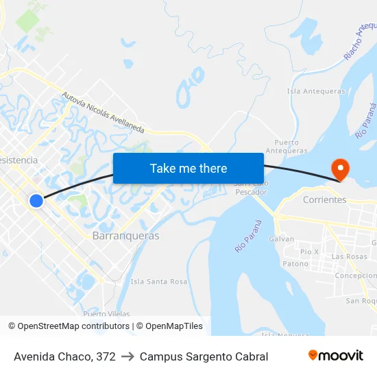 Avenida Chaco, 372 to Campus Sargento Cabral map