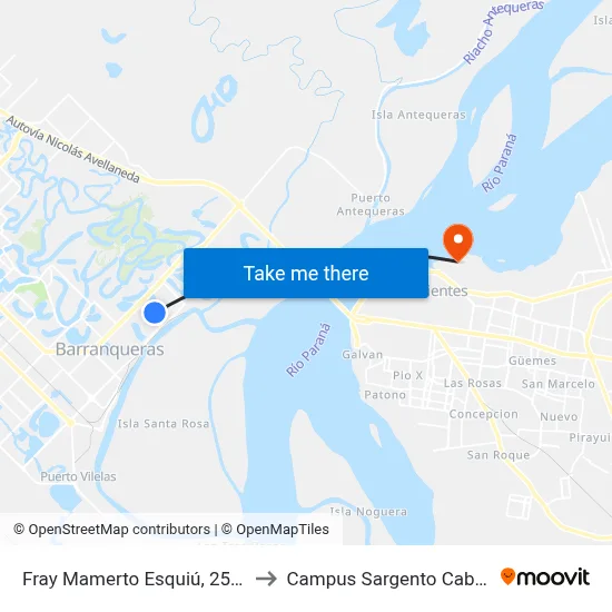 Fray Mamerto Esquiú, 2500 to Campus Sargento Cabral map