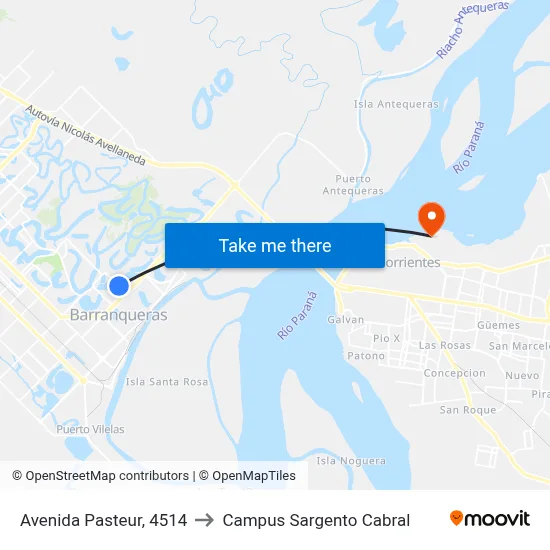 Avenida Pasteur, 4514 to Campus Sargento Cabral map