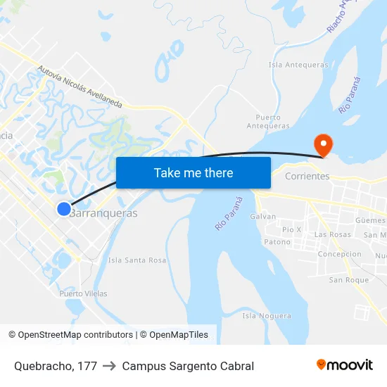 Quebracho, 177 to Campus Sargento Cabral map