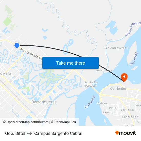 Gob. Bittel to Campus Sargento Cabral map