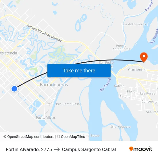 Fortín Alvarado, 2775 to Campus Sargento Cabral map