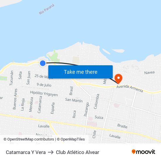 Catamarca Y Vera to Club Atlético Alvear map