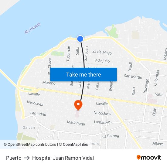 Puerto to Hospital Juan Ramon Vidal map