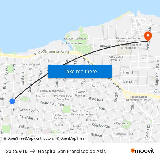 Salta, 916 to Hospital San Francisco de Asis map