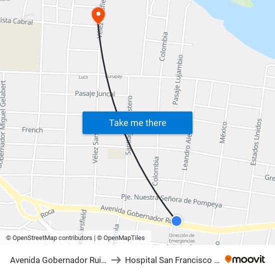 Avenida Gobernador Ruiz, 2700 to Hospital San Francisco de Asis map