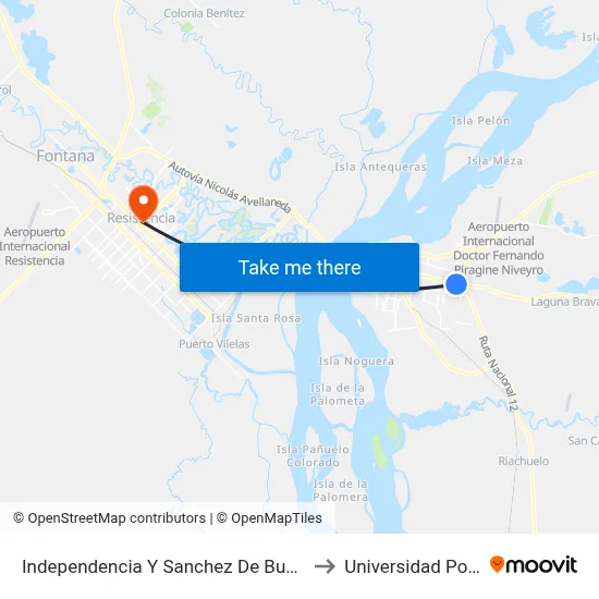 Independencia Y Sanchez De Bustamante to Universidad Popular map