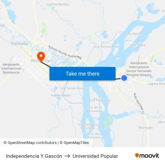 Independencia Y Gascón to Universidad Popular map