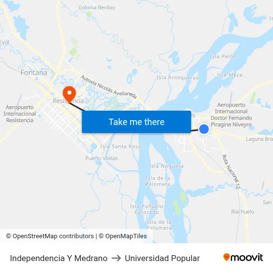 Independencia Y Medrano to Universidad Popular map