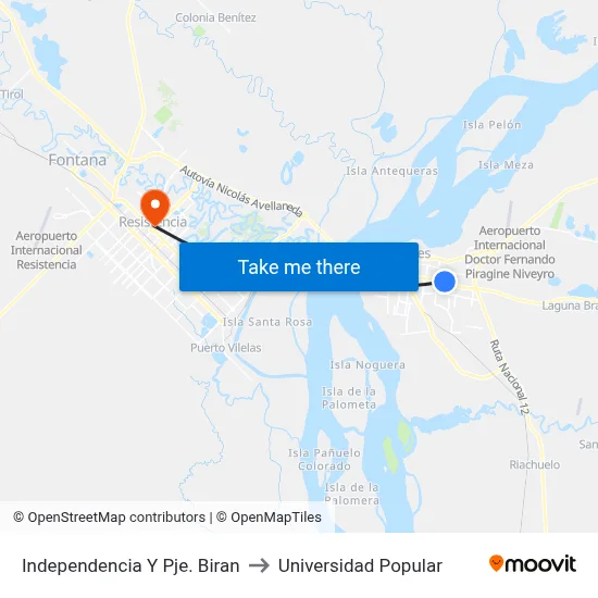 Independencia Y Pje. Biran to Universidad Popular map