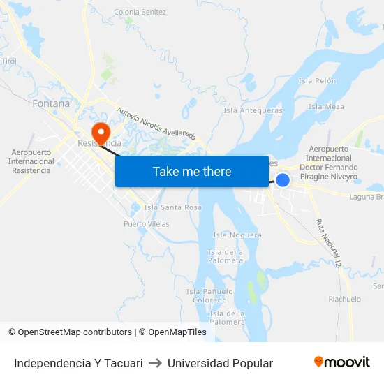 Independencia Y Tacuari to Universidad Popular map