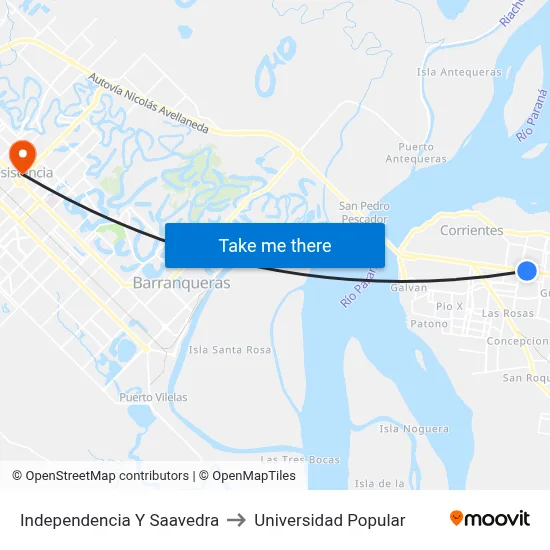 Independencia Y Saavedra to Universidad Popular map