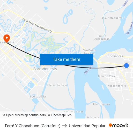 Ferré Y Chacabuco (Carrefour) to Universidad Popular map