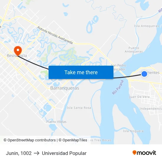 Junin, 1002 to Universidad Popular map