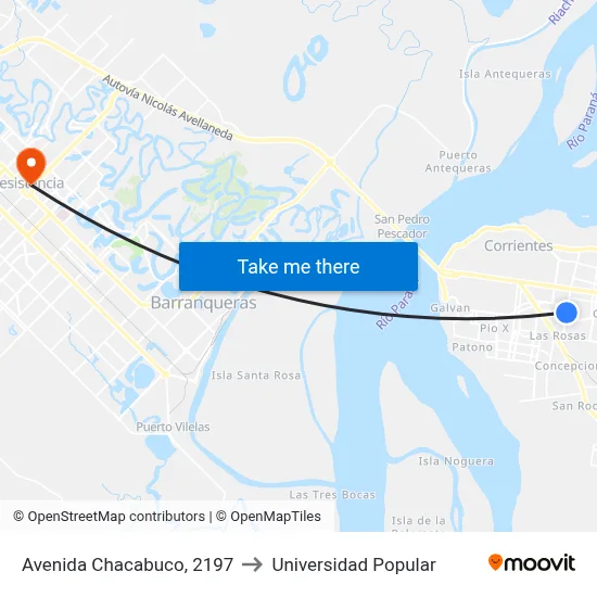 Avenida Chacabuco, 2197 to Universidad Popular map