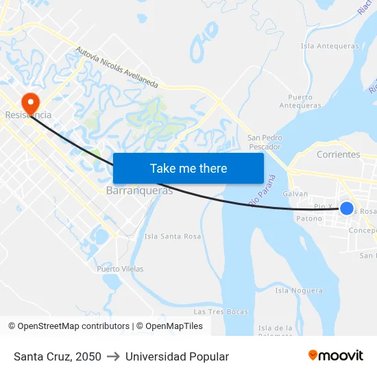 Santa Cruz, 2050 to Universidad Popular map