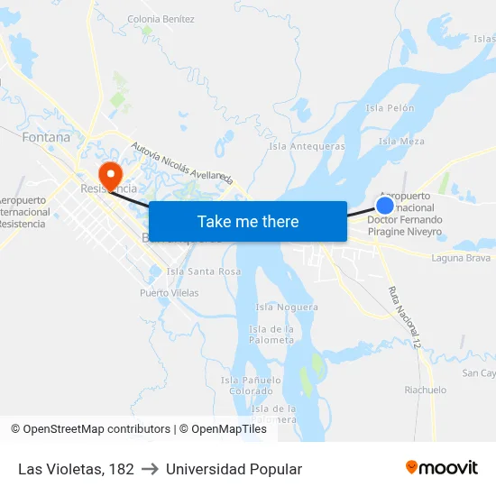 Las Violetas, 182 to Universidad Popular map