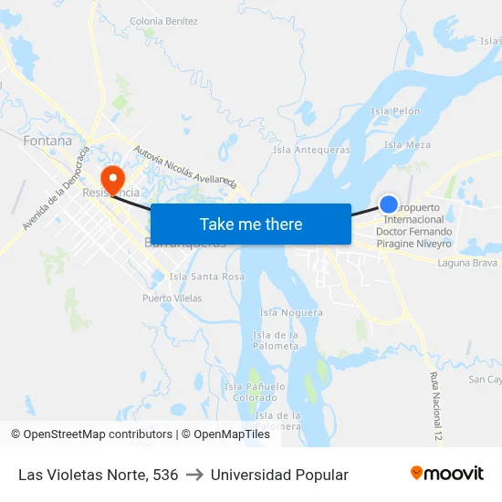 Las Violetas Norte, 536 to Universidad Popular map