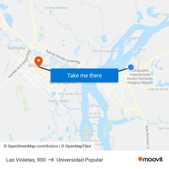Las Violetas, 900 to Universidad Popular map