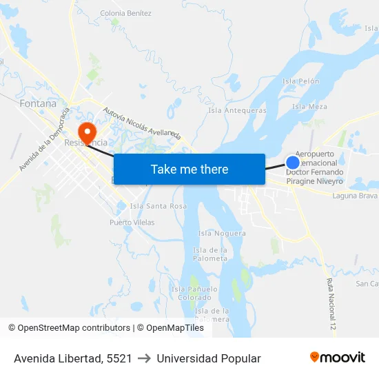 Avenida Libertad, 5521 to Universidad Popular map