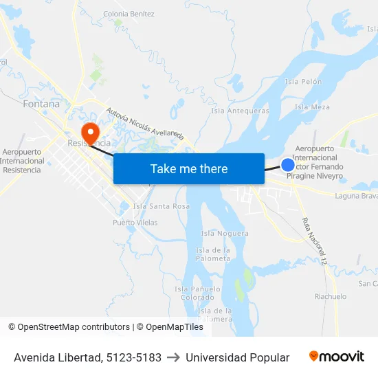 Avenida Libertad, 5123-5183 to Universidad Popular map