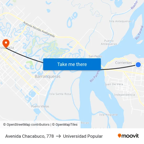 Avenida Chacabuco, 778 to Universidad Popular map