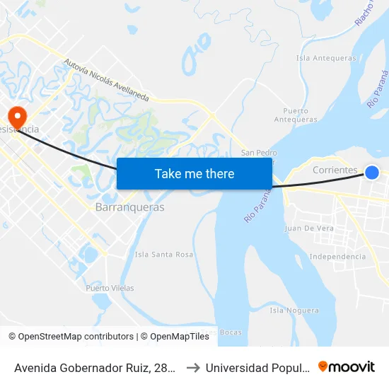 Avenida Gobernador Ruiz, 2851 to Universidad Popular map