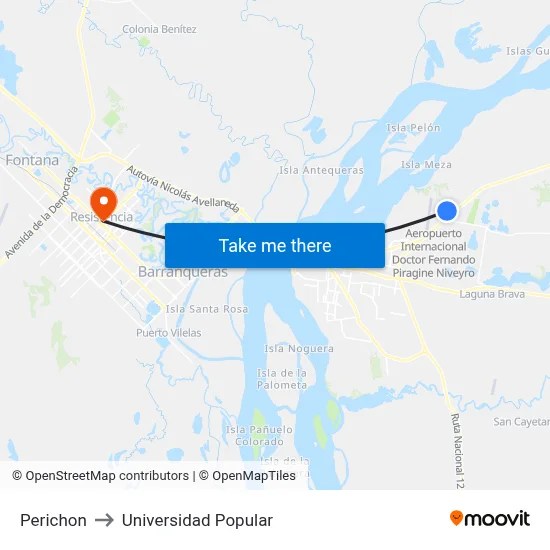 Perichon to Universidad Popular map