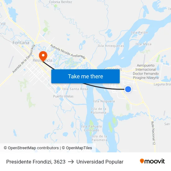 Presidente Frondizi, 3623 to Universidad Popular map